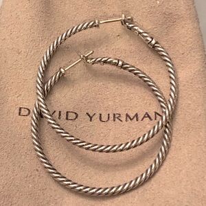 David Yurman Hinged Cable Classic Silver Hoops